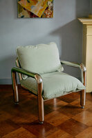 HKLIVING Chrome lounge armchair canvas mint