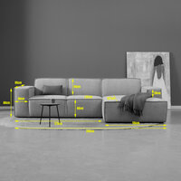 Pepp Interiors Play Bank Chaise Longue Rechts in stof Tesla 2003