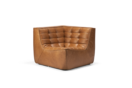 Ethnicraft N701 sofa - corner leather old saddle