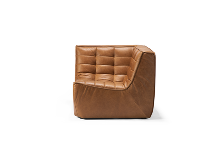 Ethnicraft N701 sofa - corner leather old saddle