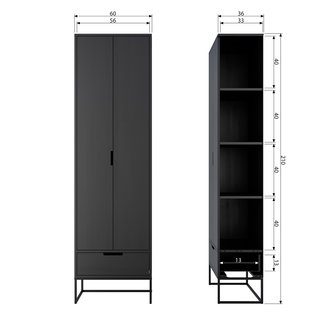 WOOOD Premium Silas hoge kast eiken blacknight 
