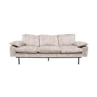 HKliving retro sofa 3 seats vintage velvet cr&egrave;me white