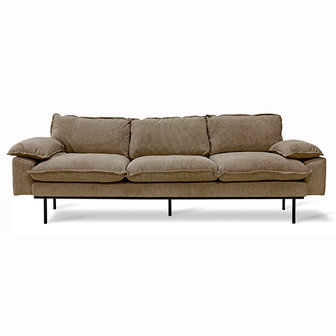 HKliving retro sofa 4 seats corduroy rib brown