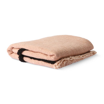 HKliving soft woven throw nude with black tufted lines