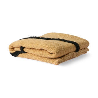 HKliving soft woven throw ochre with black tufted lines