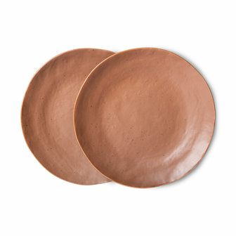 HKliving Bold &amp; basic ceramics: side plate brown (set of 2)