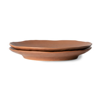 HKliving Bold &amp; basic ceramics: side plate brown (set of 2)