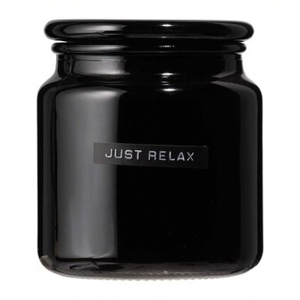 Wellmark grote geurkaars frisse linnen zwart glas &#039;just relax&#039; 