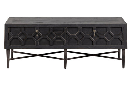 WOOOD Essentials Bequest salontafel met 2 lades hout zwart (model winkel)