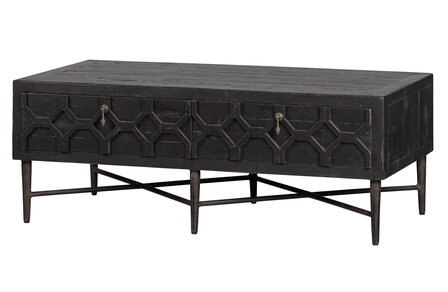 WOOOD Essentials Bequest salontafel met 2 lades hout zwart (model winkel)