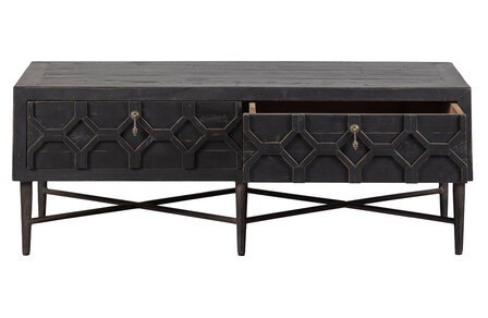 WOOOD Essentials Bequest salontafel met 2 lades hout zwart (model winkel)