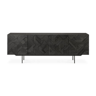 Ethnicraft teak Graphic black sideboard 4 doors