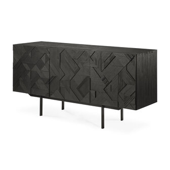 Ethnicraft teak Graphic black sideboard 3 doors