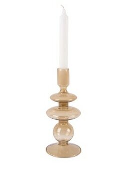 Present Time Candle Holder Glass Art Rings Medium sand brown 