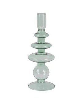 Present Time Candle Holder Glass Art Rings Large green 