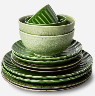 HKliving the emeralds: ceramic dessert bowl, green (set of 4)