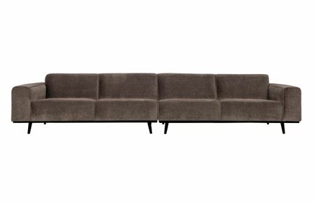 WOOOD Premium Statement xl 4-zits Bank 372cm Platte Brede Rib Taupe