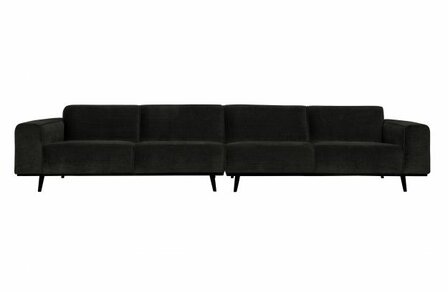 WOOOD Premium Statement xl 4-zits Bank 372cm Platte Brede Rib Graphite