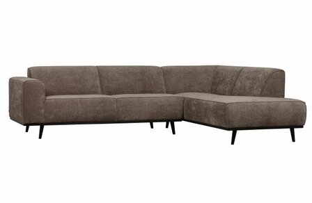 WOOOD Premium Statement Hoekbank Rechts Platte Brede Rib Taupe