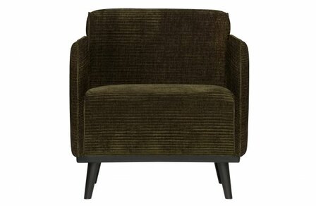 WOOOD Premium Statement Fauteuil Met Arm Brede Platte Rib Warm Groen 
