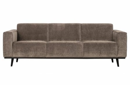 WOOOD Premium Statement 3-zits Bank 230cm Brede Platte Rib Taupe