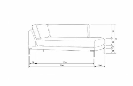 Vtwonen Couple Lounge Element Rechts Lichtgrijs