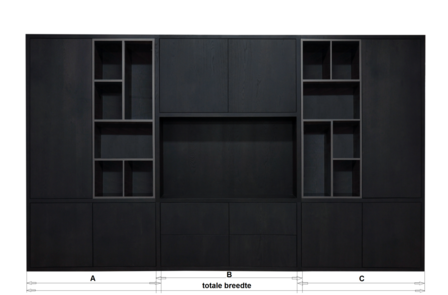 Deel kast 3drs-1drs glas versprongen (uit 1geheel)