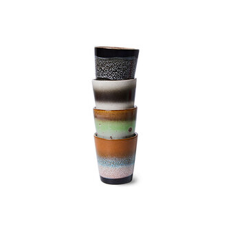 HKLIVING 70s ceramics: ristretto mugs, Good vibes (set of 4)