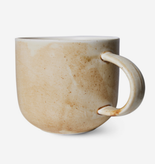 HKLIVING mok, rustieke creme/bruin