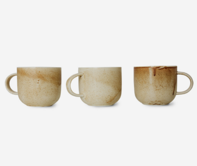 HKLIVING mok, rustieke creme/bruin
