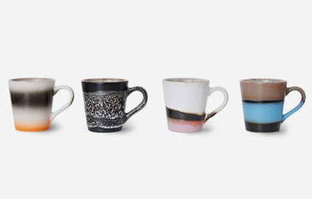 HKLIVING 70s ceramics espresso mugs funky (set of 4)