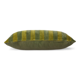 HKliving striped velvet cushion Green/Camo (30x50)