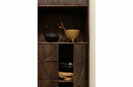 WOOOD Premium Draw 4-deurs opbergkast mango hout walnoot