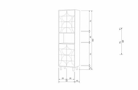 WOOOD Premium Draw 4-deurs opbergkast mango hout walnoot