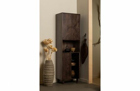 WOOOD Premium Draw 4-deurs opbergkast mango hout walnoot
