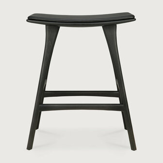 Ethnicraft Osso Counter Stool Varnished Oak Black Black Leather