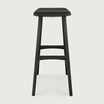 Ethnicraft Osso Counter Stool Varnished Oak Black Black Leather