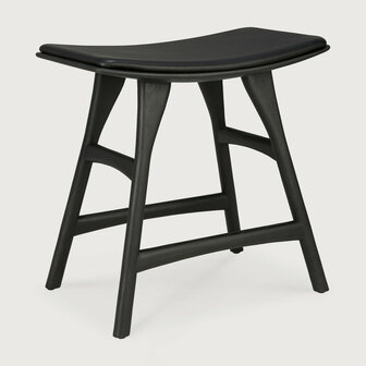 Ethnicraft Osso Stool Varnished Oak Black Black Leather