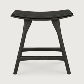 Ethnicraft Osso Stool Varnished Oak Black Black Leather