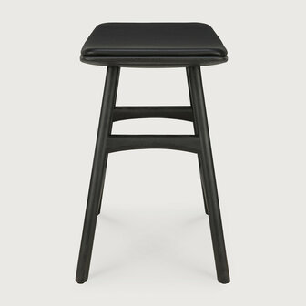 Ethnicraft Osso Stool Varnished Oak Black Black Leather