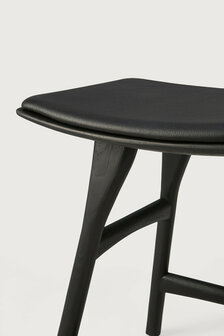 Ethnicraft Osso Stool Varnished Oak Black Black Leather