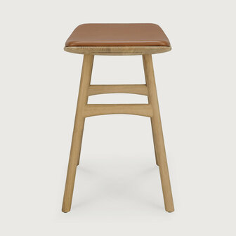 Ethnicraft Osso Stool Varnished Oak Cognac Leather