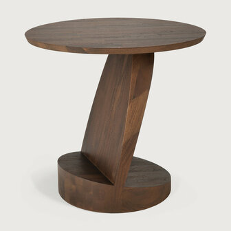 Ethnicraft Oblic Side Table Varnished Teak Brown Round