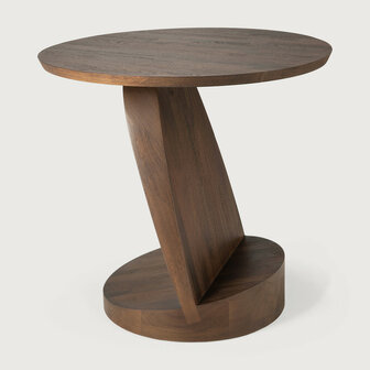 Ethnicraft Oblic Side Table Varnished Teak Brown Round