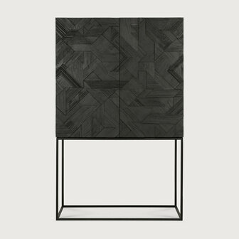 Ethnicraft Graphic Cupboard Varnished Teak Black 2 Doors