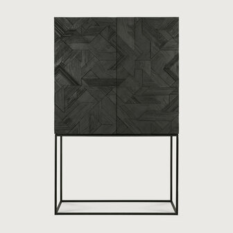 Ethnicraft Graphic Cupboard Varnished Teak Black 2 Doors