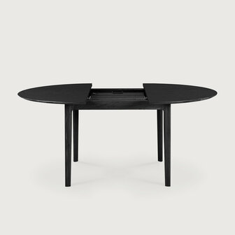 Ethnicraft Extendable Dining Table Varnished Oak Black Round