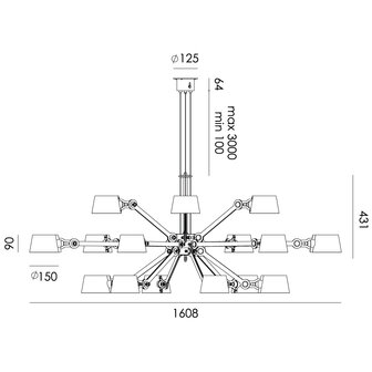 Tonone Bolt chandelier 18 arms 