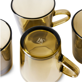 HKLIVING 70s glassware: coffee cups mud brown (set of 4)