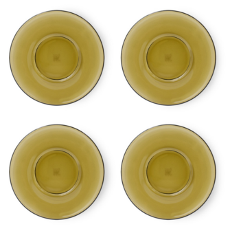 HKLIVING 70s glassware: saucers mud brown (set of 4)